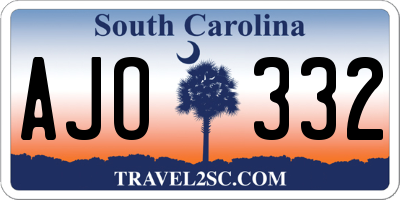 SC license plate AJO332