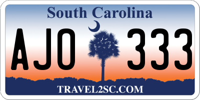 SC license plate AJO333