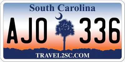 SC license plate AJO336