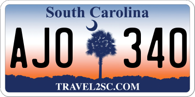 SC license plate AJO340