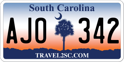 SC license plate AJO342
