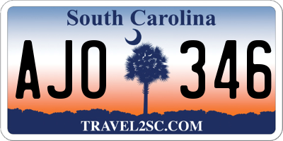 SC license plate AJO346