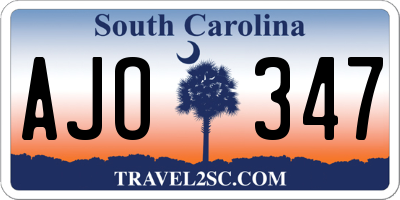 SC license plate AJO347
