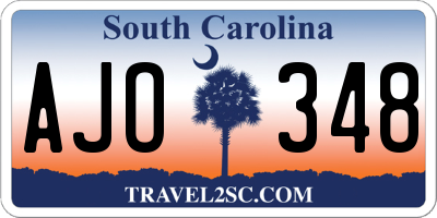 SC license plate AJO348