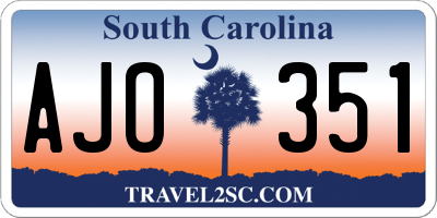 SC license plate AJO351