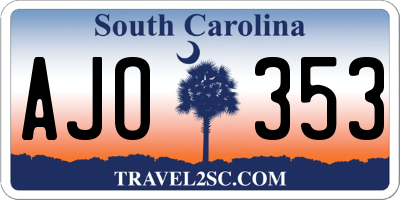 SC license plate AJO353