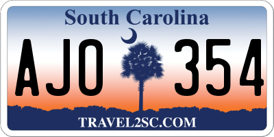 SC license plate AJO354