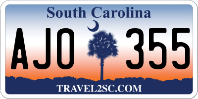 SC license plate AJO355