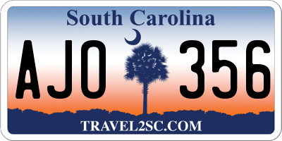 SC license plate AJO356