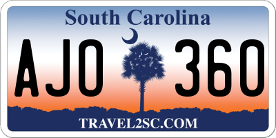SC license plate AJO360