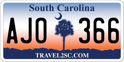 SC license plate AJO366