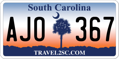 SC license plate AJO367