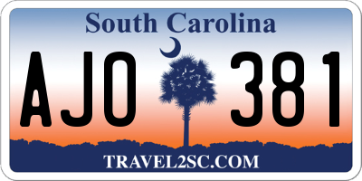SC license plate AJO381