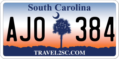 SC license plate AJO384