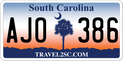 SC license plate AJO386