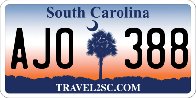 SC license plate AJO388