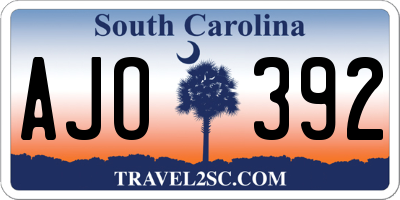 SC license plate AJO392