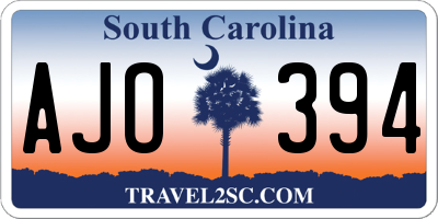 SC license plate AJO394