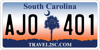 SC license plate AJO401