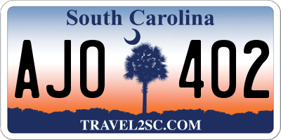 SC license plate AJO402