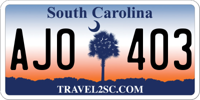 SC license plate AJO403