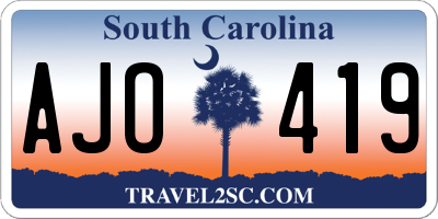 SC license plate AJO419