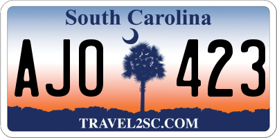 SC license plate AJO423