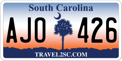 SC license plate AJO426