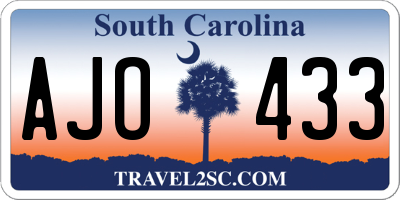 SC license plate AJO433