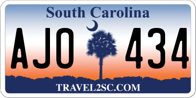 SC license plate AJO434
