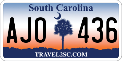 SC license plate AJO436