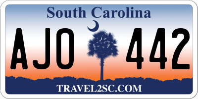 SC license plate AJO442