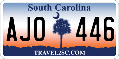SC license plate AJO446