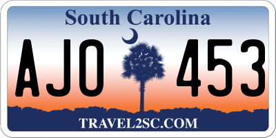 SC license plate AJO453