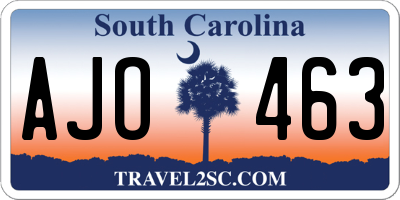 SC license plate AJO463
