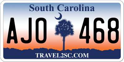 SC license plate AJO468