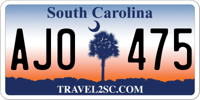 SC license plate AJO475