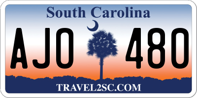 SC license plate AJO480
