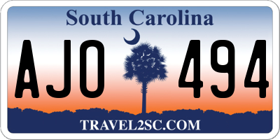 SC license plate AJO494