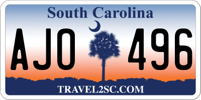 SC license plate AJO496