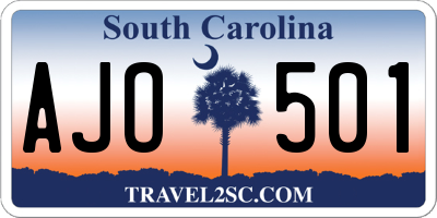 SC license plate AJO501