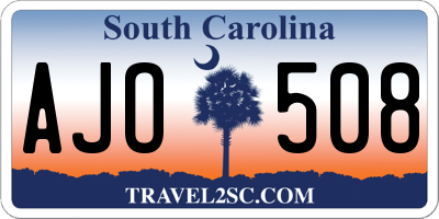SC license plate AJO508