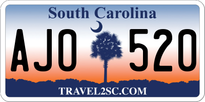 SC license plate AJO520