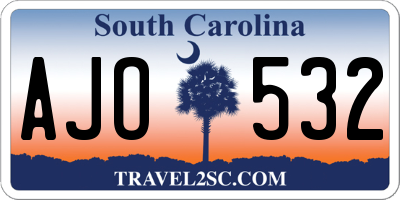 SC license plate AJO532