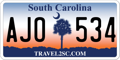 SC license plate AJO534