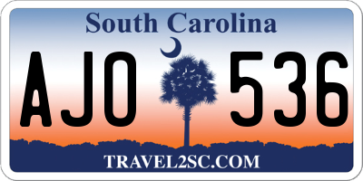 SC license plate AJO536