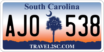 SC license plate AJO538