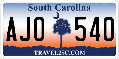 SC license plate AJO540