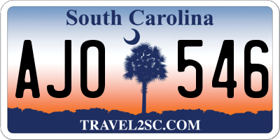 SC license plate AJO546