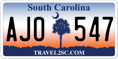 SC license plate AJO547